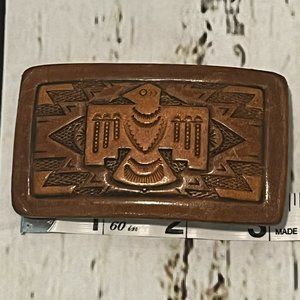 Vintage Thunderbird Wooden Belt Buckle in EUC